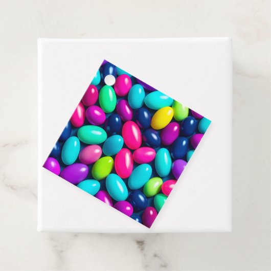 Kleurrijke Jelly Bean Art Gift Labels (In situ)