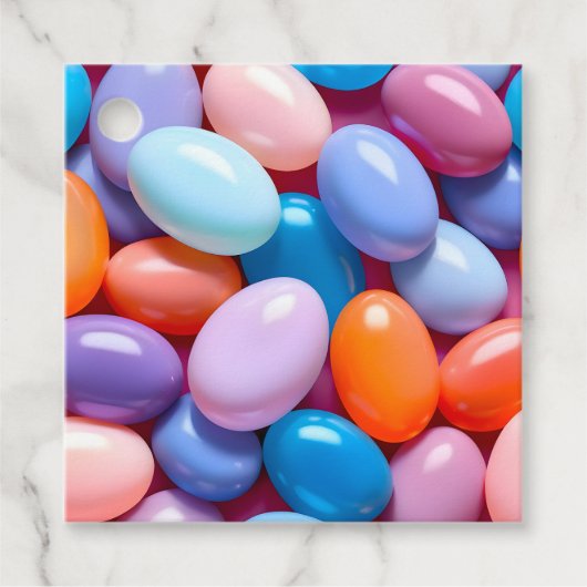 Kleurrijke Jelly Bean Art Gift Labels (Voorkant)