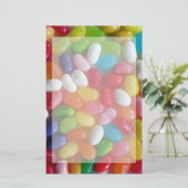 Kleurrijke jelly beans snoep briefpapier (Staand voorkant)