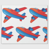 Kleurrijke Jet Vliegtuig Rood en Blauw Vliegtuig Cadeaupapier (Vlak)