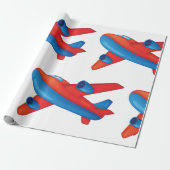 Kleurrijke Jet Vliegtuig Rood en Blauw Vliegtuig Cadeaupapier (Uitgerold)