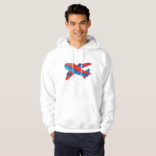 Kleurrijke Jet Vliegtuig Rood en Blauw Vliegtuig Hoodie (Voorkant volledig)