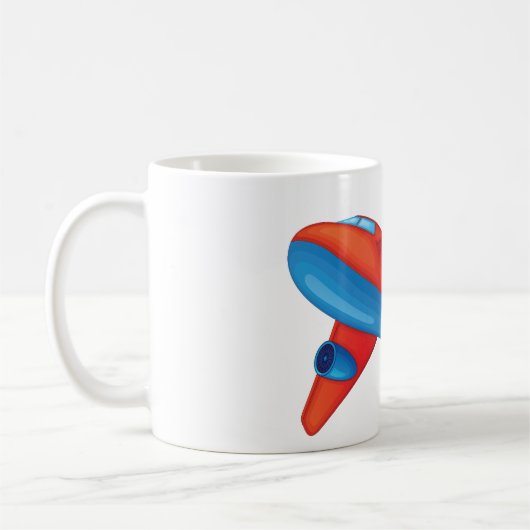 Kleurrijke Jet Vliegtuig Rood en Blauw Vliegtuig Koffiemok (Links)