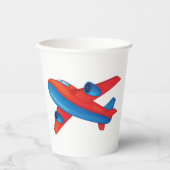 Kleurrijke Jet Vliegtuig Rood en Blauw Vliegtuig Papieren Bekers (Voorkant)