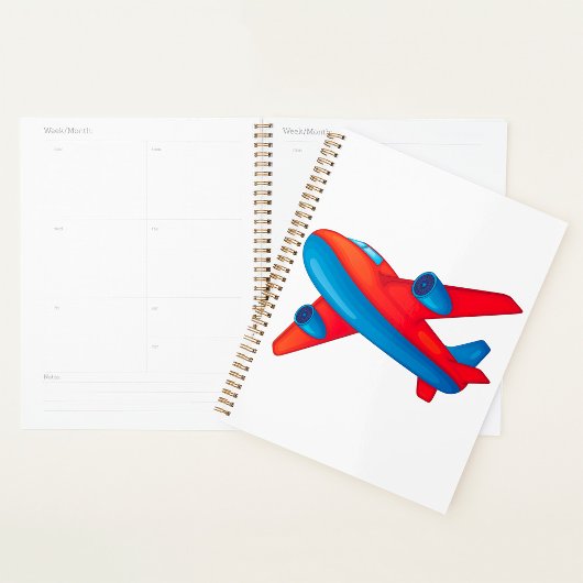 Kleurrijke Jet Vliegtuig Rood en Blauw Vliegtuig Planner