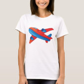 Kleurrijke Jet Vliegtuig Rood en Blauw Vliegtuig T-shirt (Voorkant)
