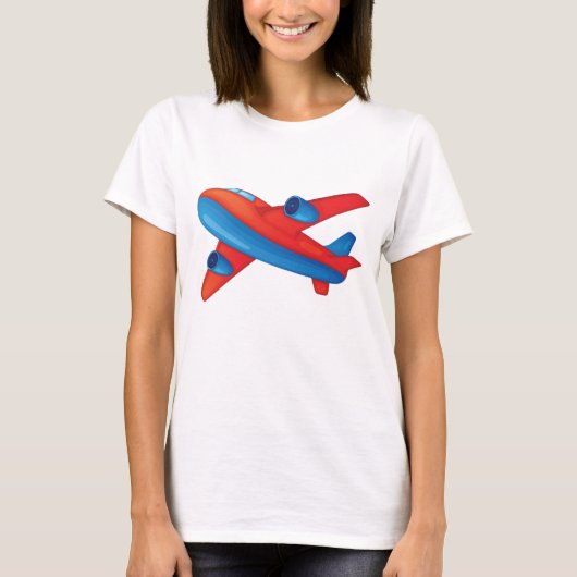 Kleurrijke Jet Vliegtuig Rood en Blauw Vliegtuig T-shirt (Voorkant)