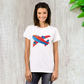 Kleurrijke Jet Vliegtuig Rood en Blauw Vliegtuig T-shirt