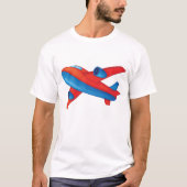 Kleurrijke Jet Vliegtuig Rood en Blauw Vliegtuig T-shirt (Voorkant)