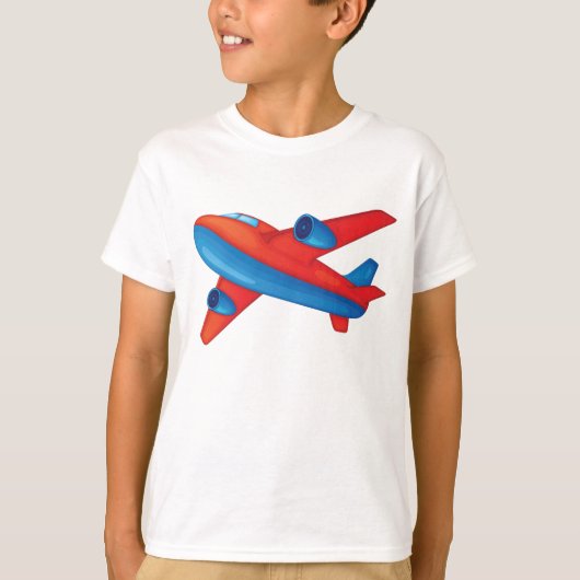 Kleurrijke Jet Vliegtuig Rood en Blauw Vliegtuig T-shirt (Voorkant)