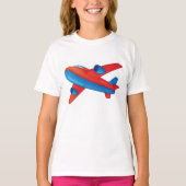 Kleurrijke Jet Vliegtuig Rood en Blauw Vliegtuig T-shirt (Voorkant)