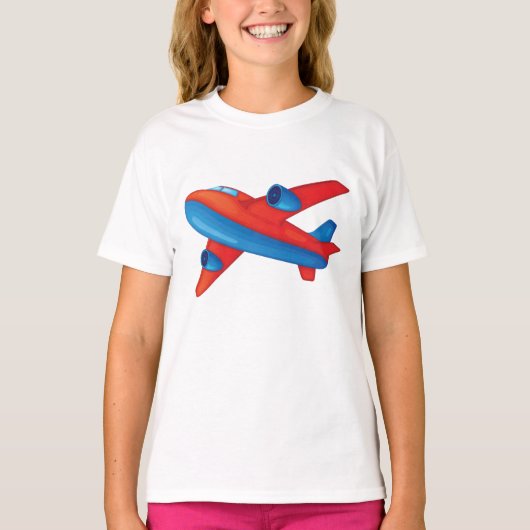 Kleurrijke Jet Vliegtuig Rood en Blauw Vliegtuig T-shirt (Voorkant)
