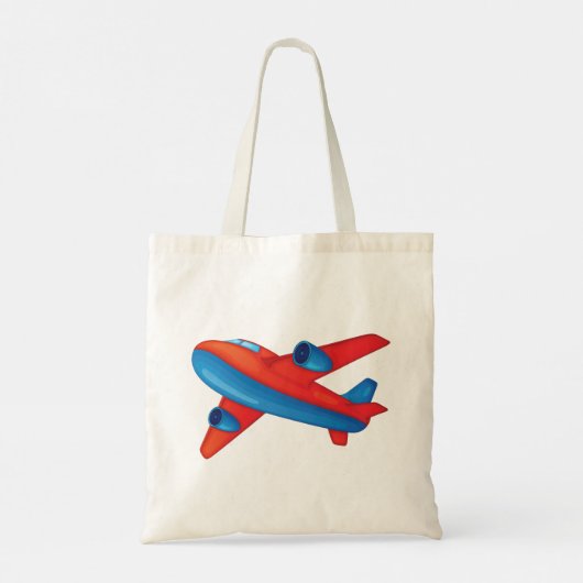 Kleurrijke Jet Vliegtuig Rood en Blauw Vliegtuig Tote Bag (Achterkant)