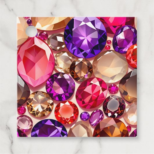 Kleurrijke Jewel Art Gift Labels (Voorkant)