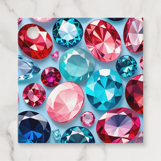 Kleurrijke Jewel Art Gift Labels (Voorkant)