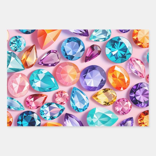 Kleurrijke Jewel Art Wrapping Paper Sheets (Voorkant)