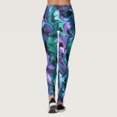 Kleurrijke Jewel Tone Fractal Marmer Abstracte Kun Leggings (Achterkant)