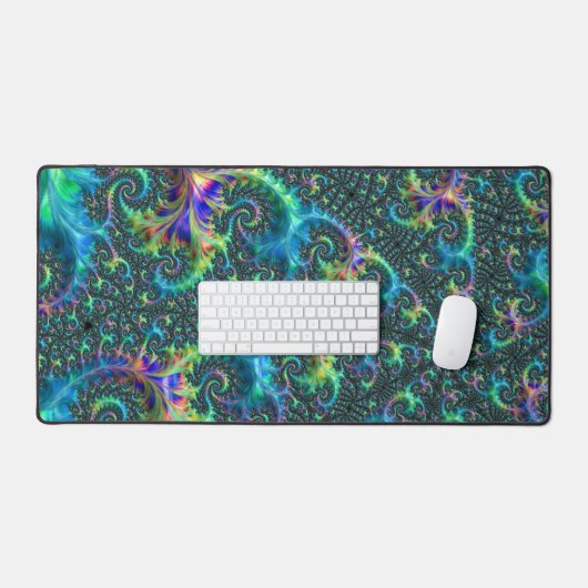 Kleurrijke Jewel Tone Fractal Spiraal Abstracte Ku Bureaumat (Keyboard & Muis)