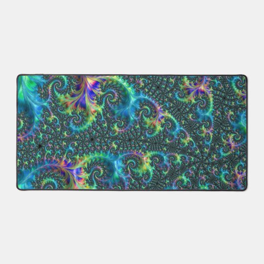 Kleurrijke Jewel Tone Fractal Spiraal Abstracte Ku Bureaumat (Voorkant)