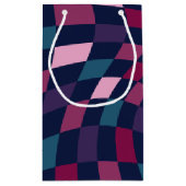 Kleurrijke Jewel Tone Warped Checkerboard Klein Cadeauzakje (Achterkant)