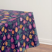 Kleurrijke Jewel Toned Kerstlicht en Ornament Tafelkleed (Voorbeeld)