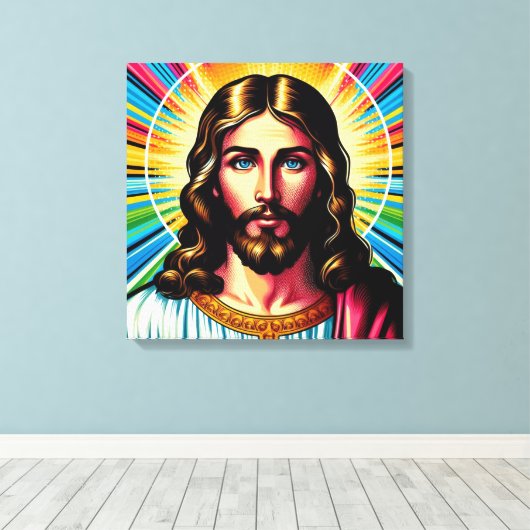 Kleurrijke Jezus canvas kunst! Afdruk (Insitu (Houten vloer))