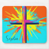 Kleurrijke Jezus Cross Jezus Illustratie Custom Muismat (Voorkant)