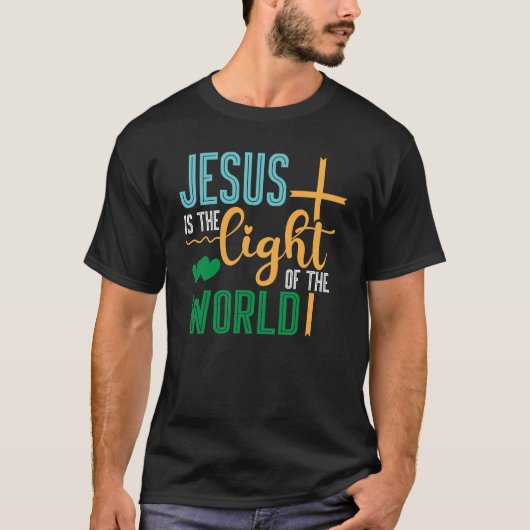 Kleurrijke Jezus Lichtwereld T-shirt (Voorkant)