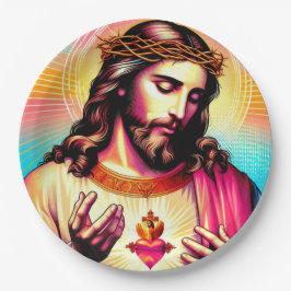 Kleurrijke jezus papier borden! papieren bordje