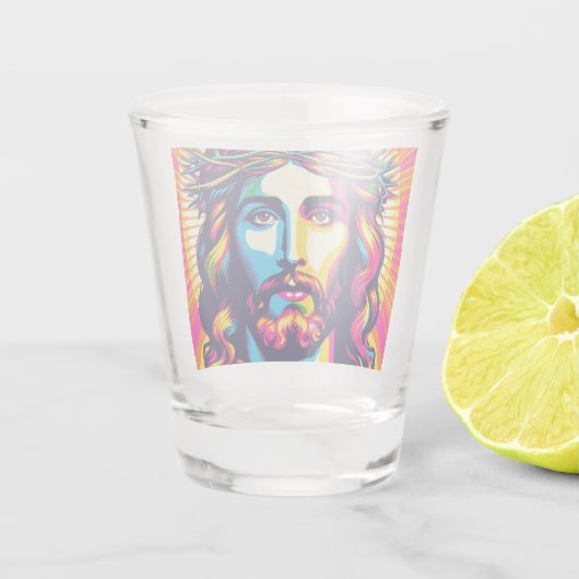Kleurrijke Jezus schoot bril! Shot Glas (Achterkant)