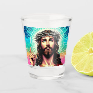 Kleurrijke Jezus schoot glas! Shot Glas