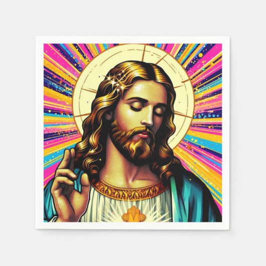 Kleurrijke Jezus servetten! Servet (Voorkant)