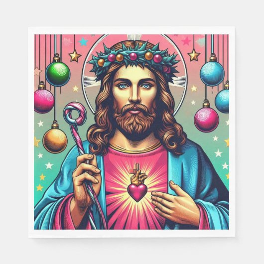 Kleurrijke Jezus servetten! Servet (Voorkant)
