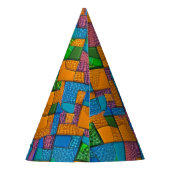 Kleurrijke Jigsaw Mozaïek met Uw Feesttekst Feesthoedjes (Achterkant)