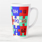 Kleurrijke Jigsaw Puzzle Stukken & Alfabet Letters Latte Mok (Rechts)