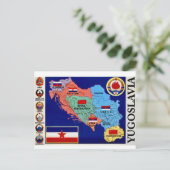 Kleurrijke Joegoslavië Vintage Kaart (Staand voorkant)