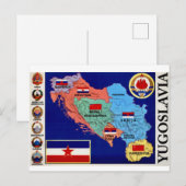 Kleurrijke Joegoslavië Vintage Kaart (Voorkant / Achterkant)
