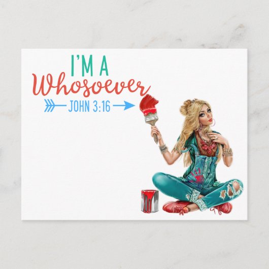 Kleurrijke Johannes 3:16 | Geloof Briefkaart (Voorkant)