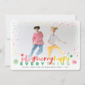 Kleurrijke Jolly Merry Happy Everything Vakantie Feestdagenkaart (Voorkant)