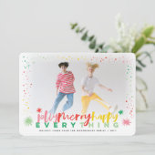 Kleurrijke Jolly Merry Happy Everything Vakantie Feestdagenkaart (Staand voorkant)