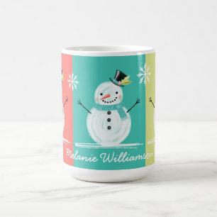 Kleurrijke Jolly Snowman Kerstmis Winter landschap Koffiemok