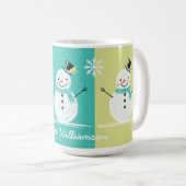 Kleurrijke Jolly Snowman Kerstmis Winter landschap Koffiemok (Voorkant rechts)