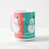 Kleurrijke Jolly Snowman Kerstmis Winter landschap Koffiemok (Voorkant links)