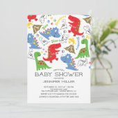 Kleurrijke Jongens Dinosaurus Baby shower Invitati Kaart (Staand voorkant)