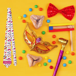 Kleurrijke joodse vakantie Hebreeuws Happy Purim S Stropdas