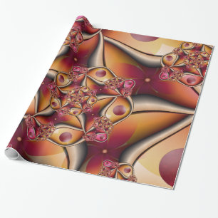 Kleurrijke Joy Abstract Rood Oranje Fantasie Fract Cadeaupapier