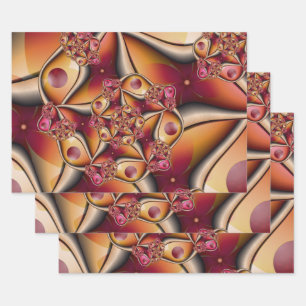 Kleurrijke Joy Abstract Rood Oranje Fantasie Fract Inpakpapier Vel