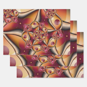 Kleurrijke Joy Abstract Rood Oranje Fantasie Fract Inpakpapier Vel
