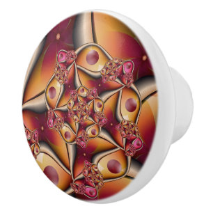 Kleurrijke Joy Abstract Rood Oranje Fantasie Fract Keramische Knop