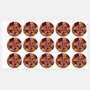 Kleurrijke Joy Abstract Rood Oranje Fantasie Fract Labels